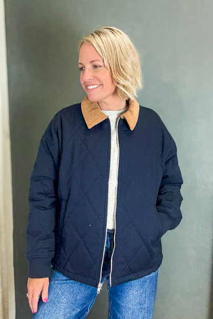 Quilted Corduroy Collar Jacket