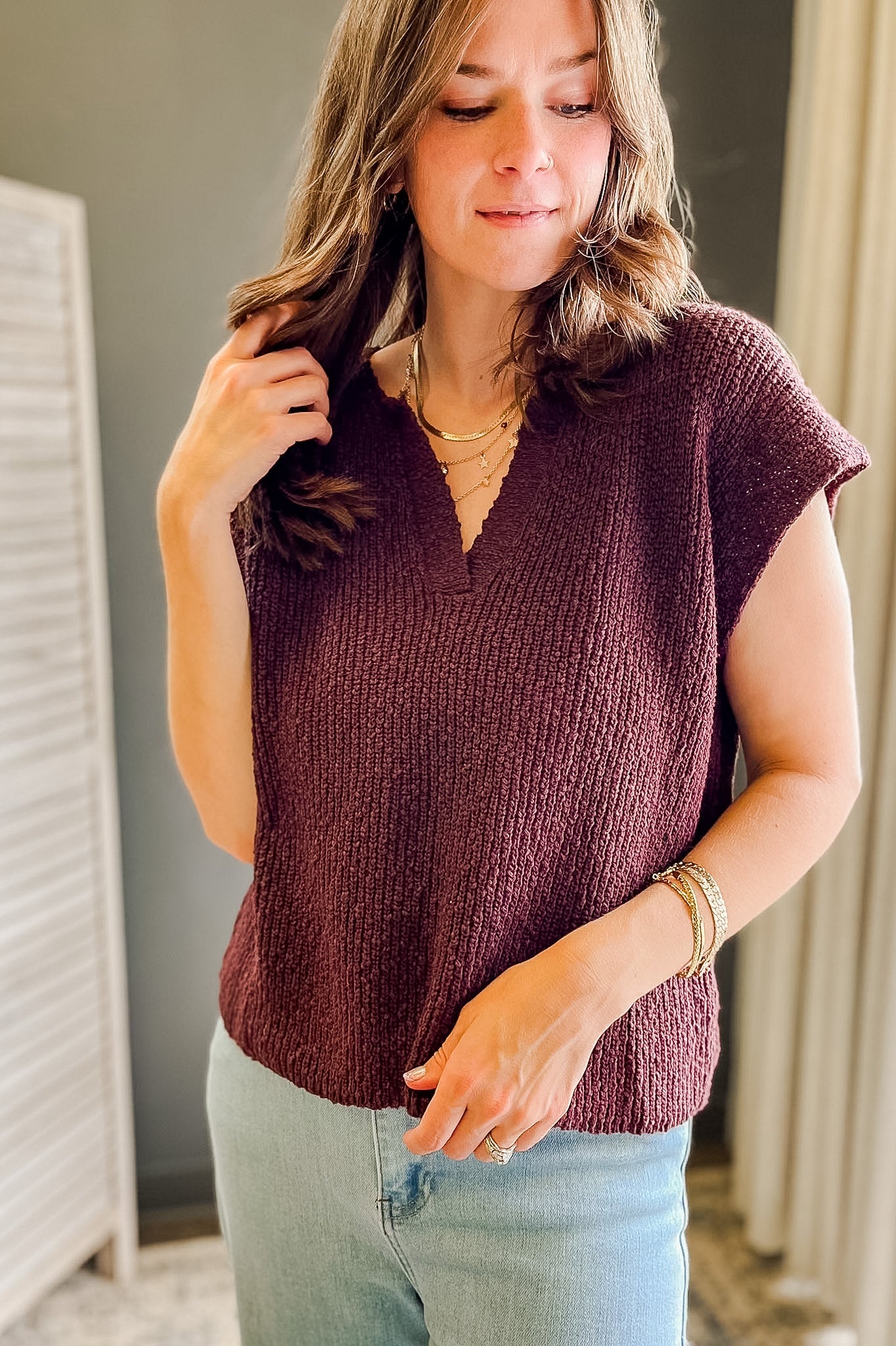 Slub Knit Dolman Top