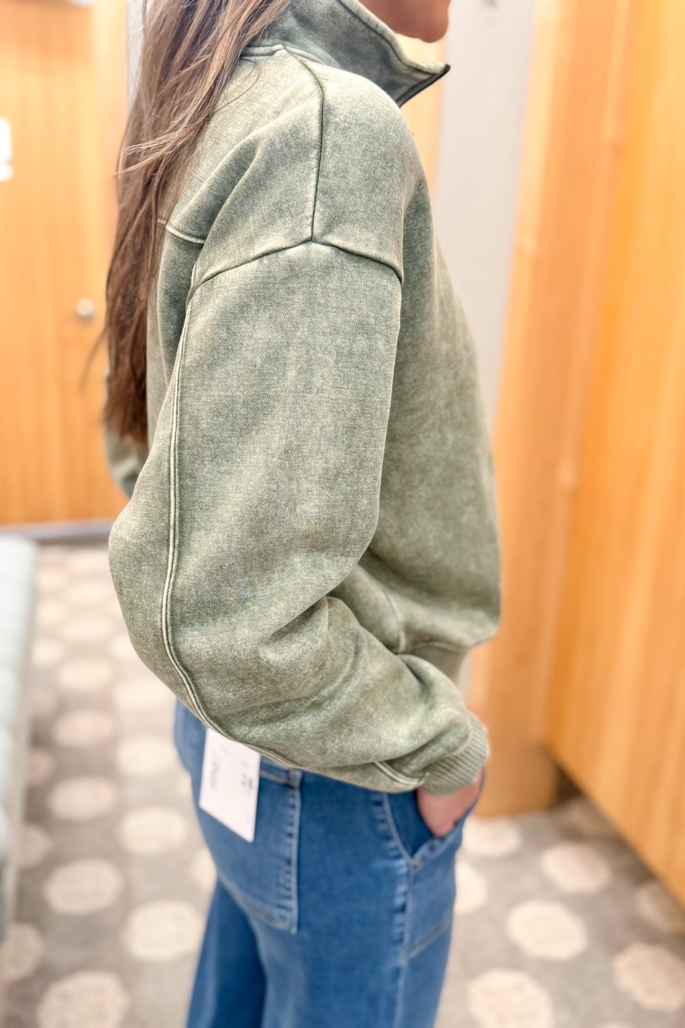 Acid Wash Fleece Half Zip