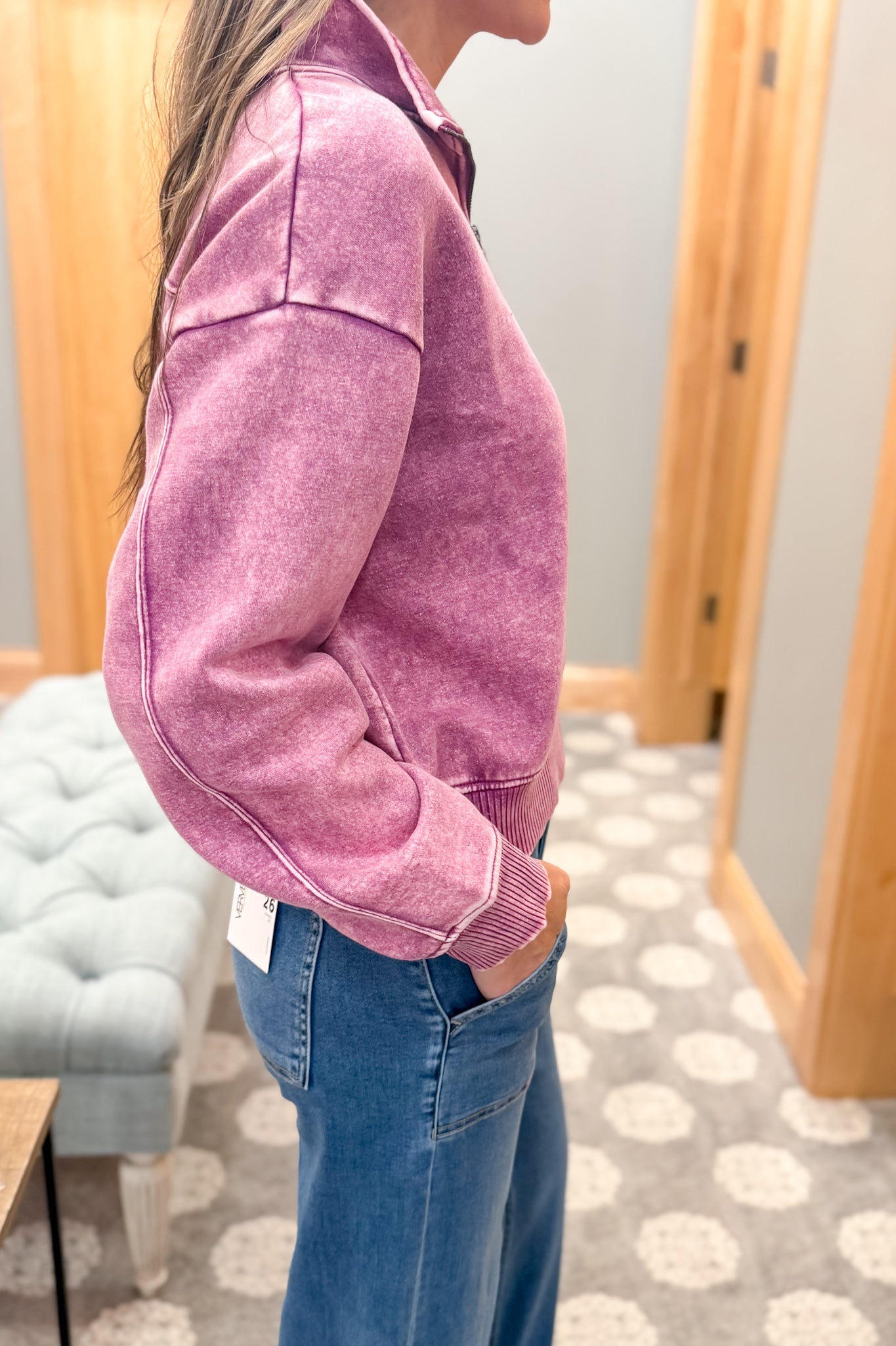 Acid Wash Fleece Half Zip