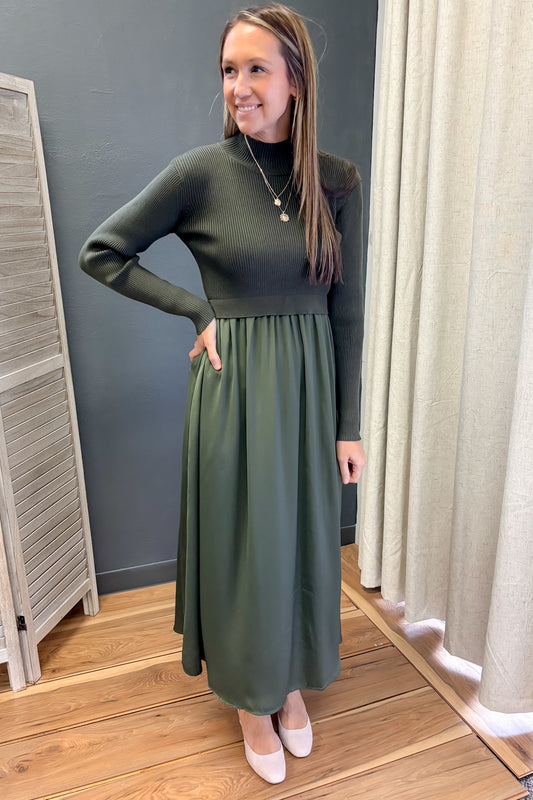 Satin Sweater Dress