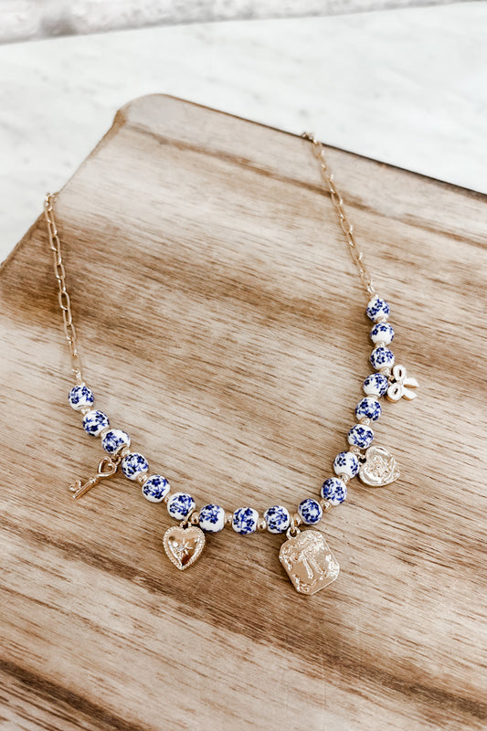 Ceramic Bead Charm Necklace