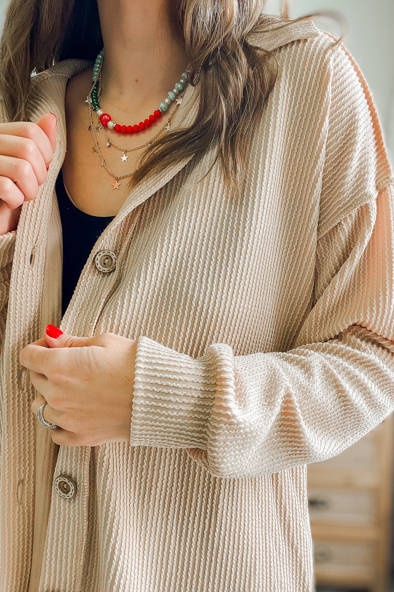 Ribbed Button Up Shacket