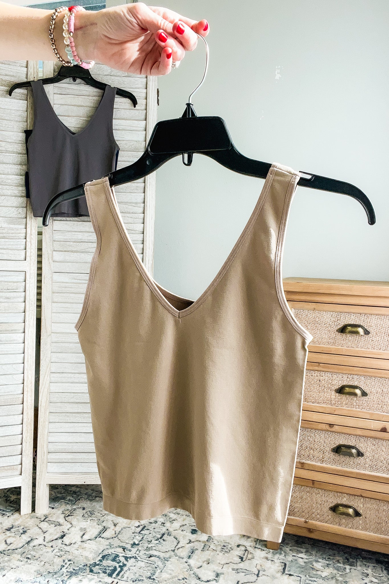 womens mocha seamless tank layering