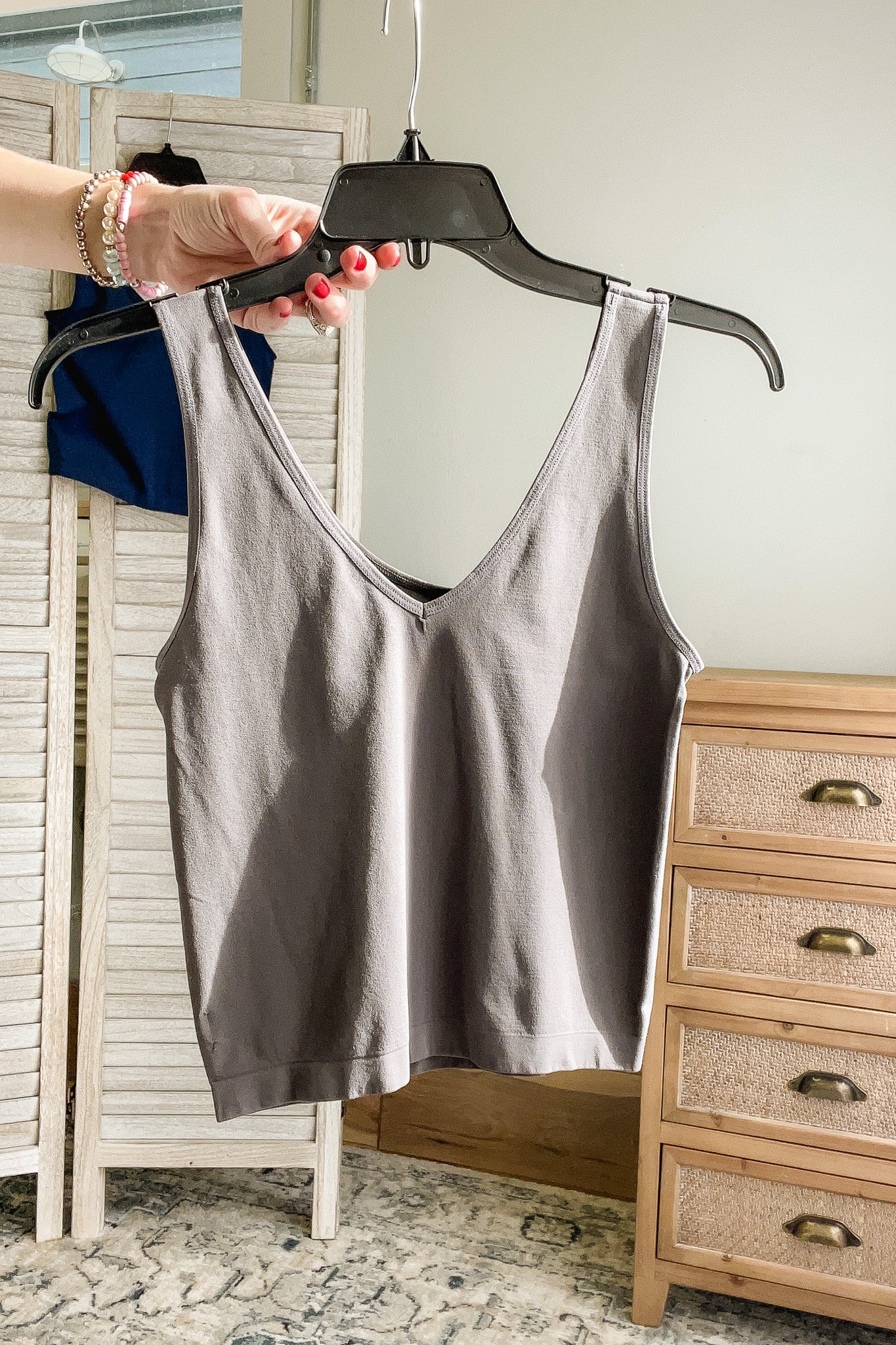 womens grey seamless tank layering