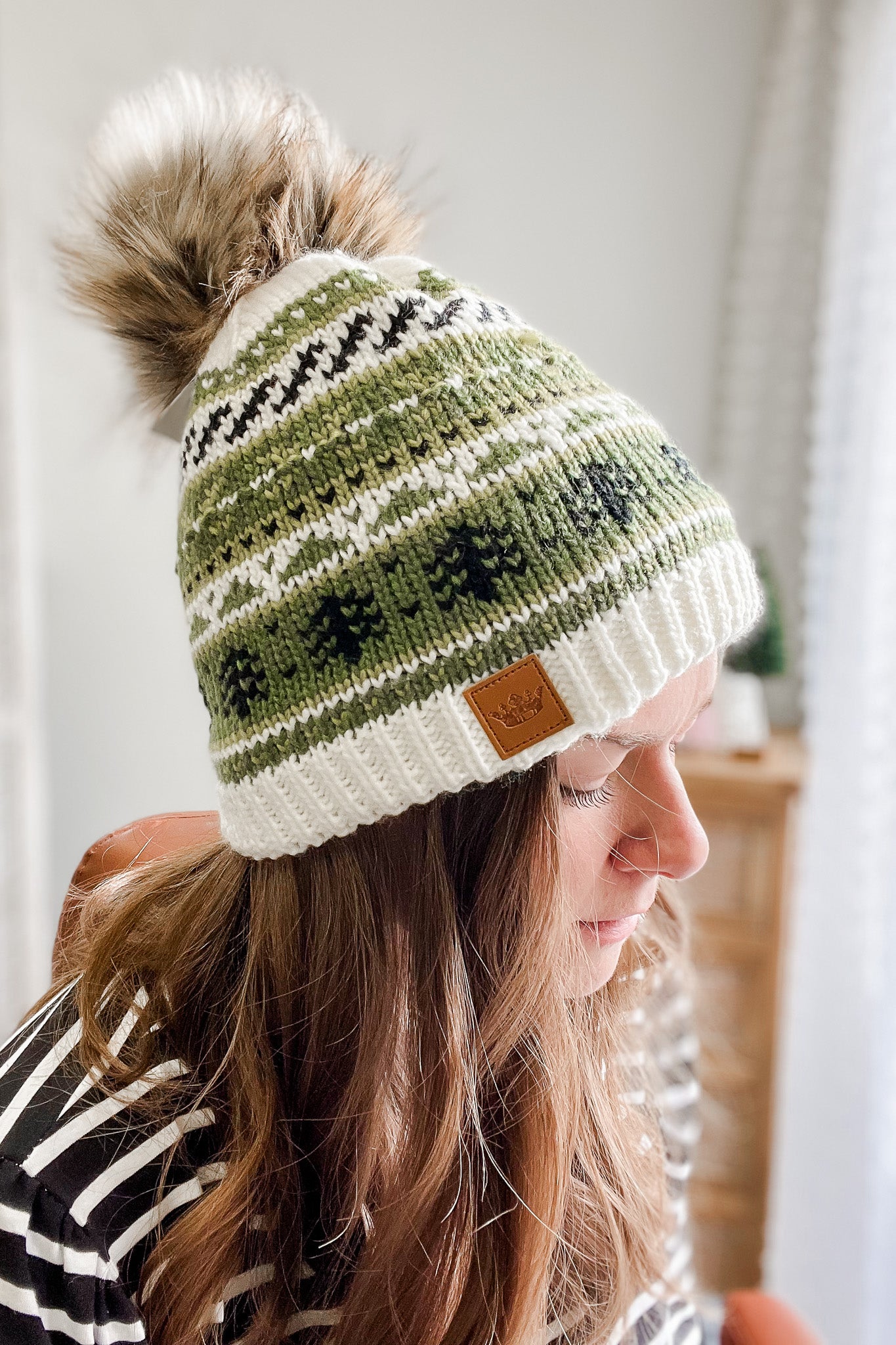 Tree Pattern Pom Hat