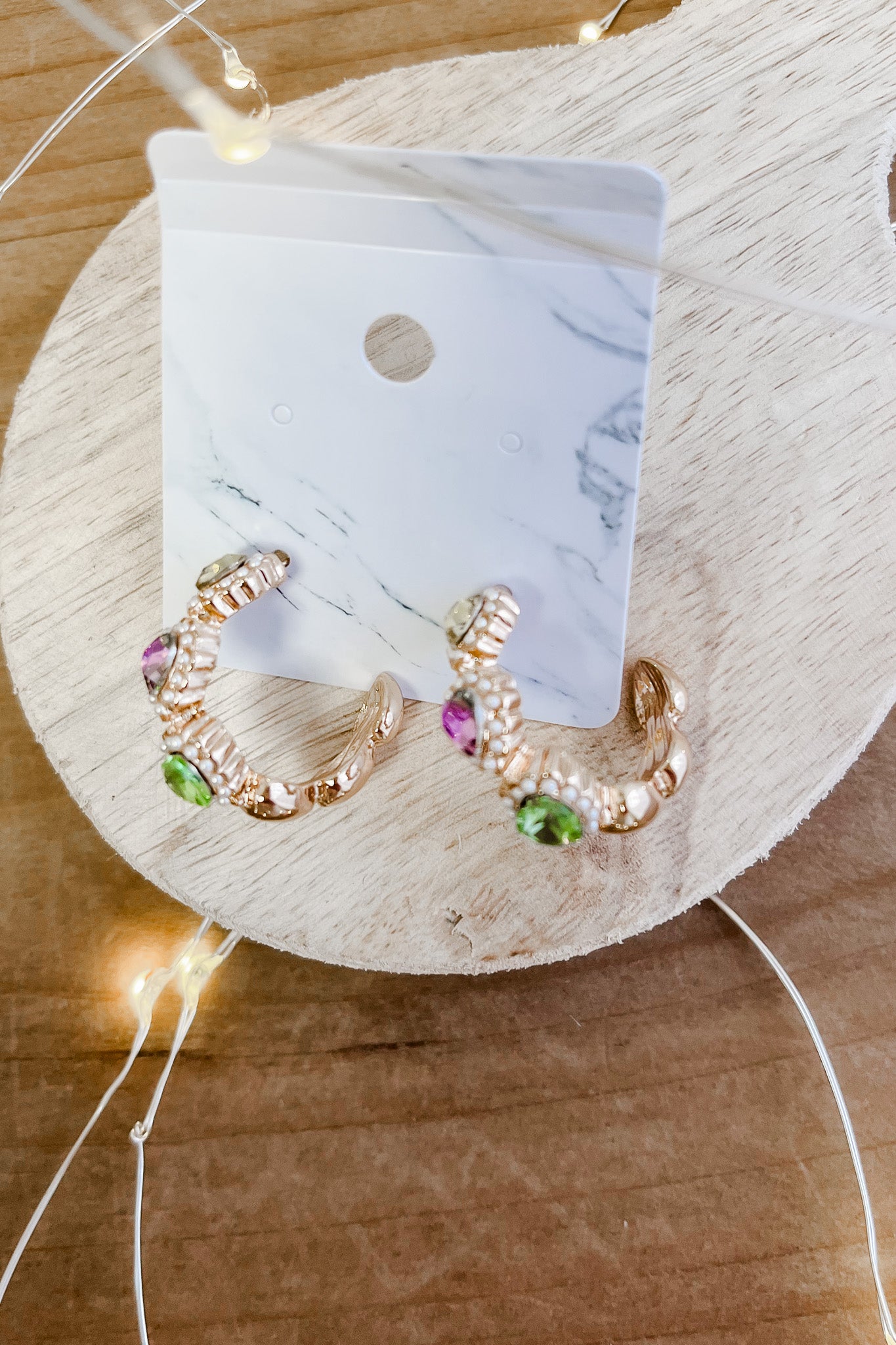 Heart Gem Hoops