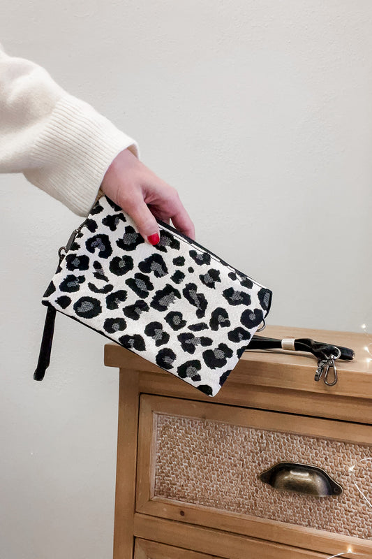 womens leopard white black crossbody purse bag