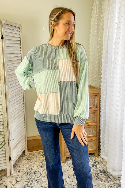 Colorblock Ribbed Top