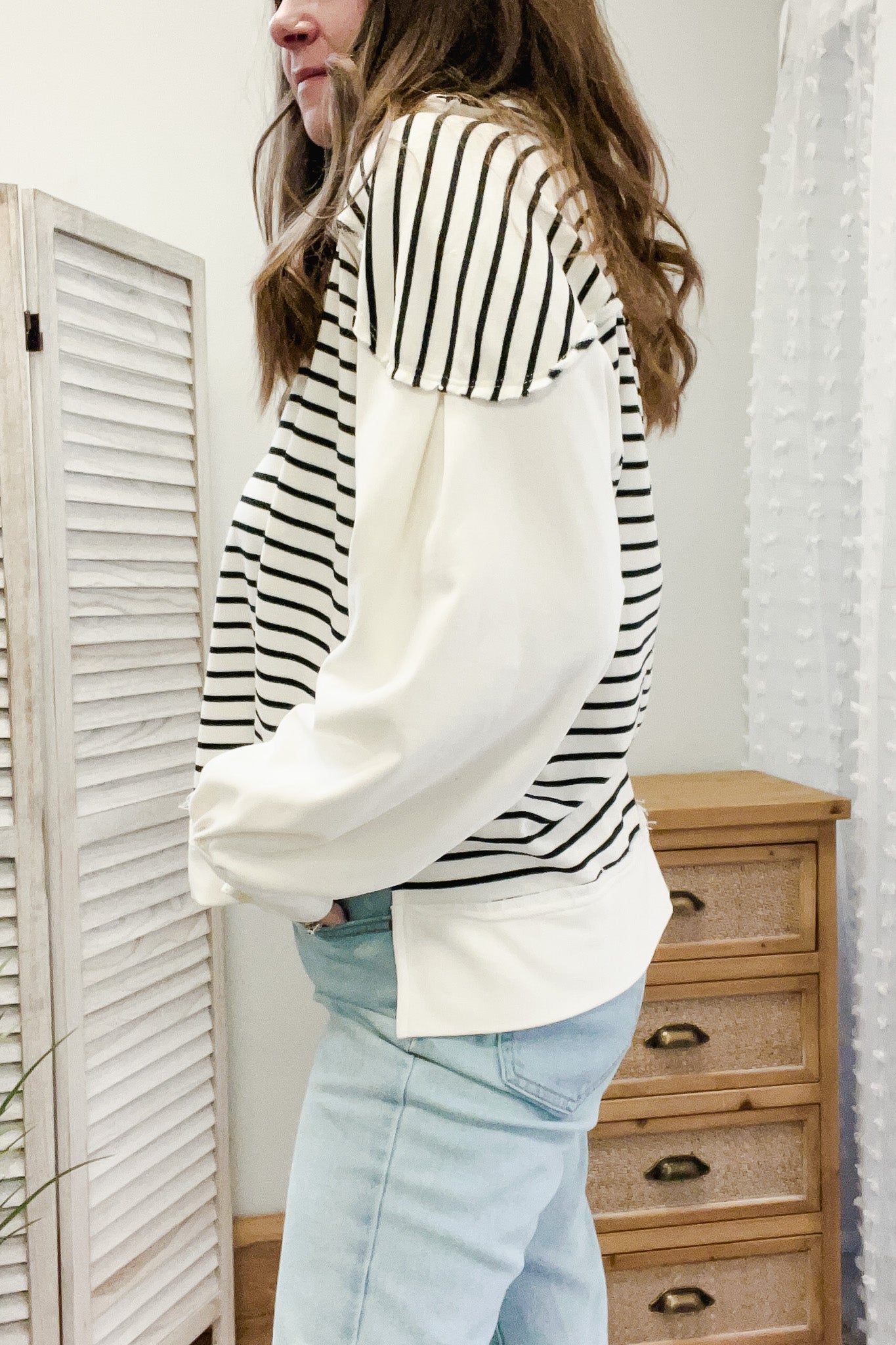 Stripe Mixed Sweatshirt