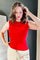 Fitted, ribbed tank top with flattering crew neckline red