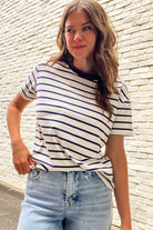 Boxy striped tee with crew neckline