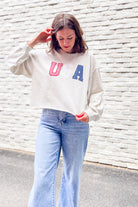 Relaxed-fitting USA embroidered sweatshirt grey