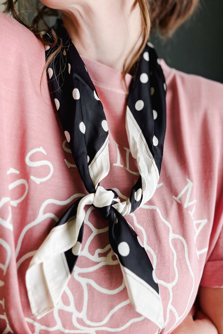 black and white polka dot scarf