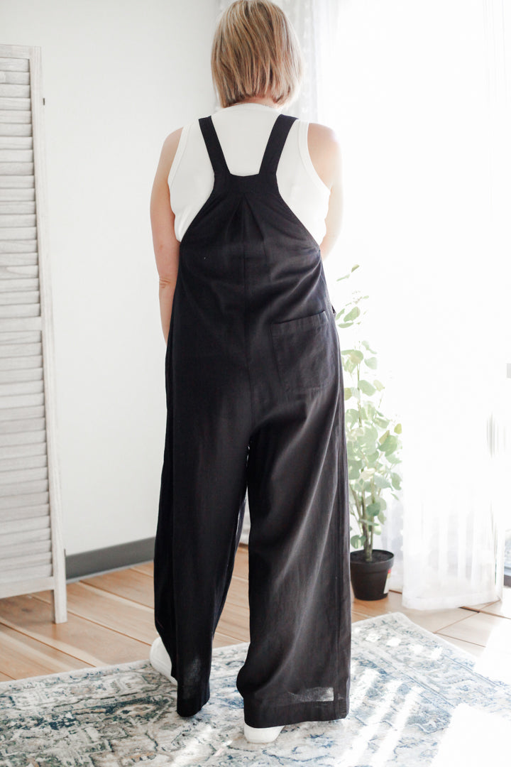 Gathered Wide Leg Overalls