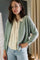 Knit open cardigan with dolman sleeves mint