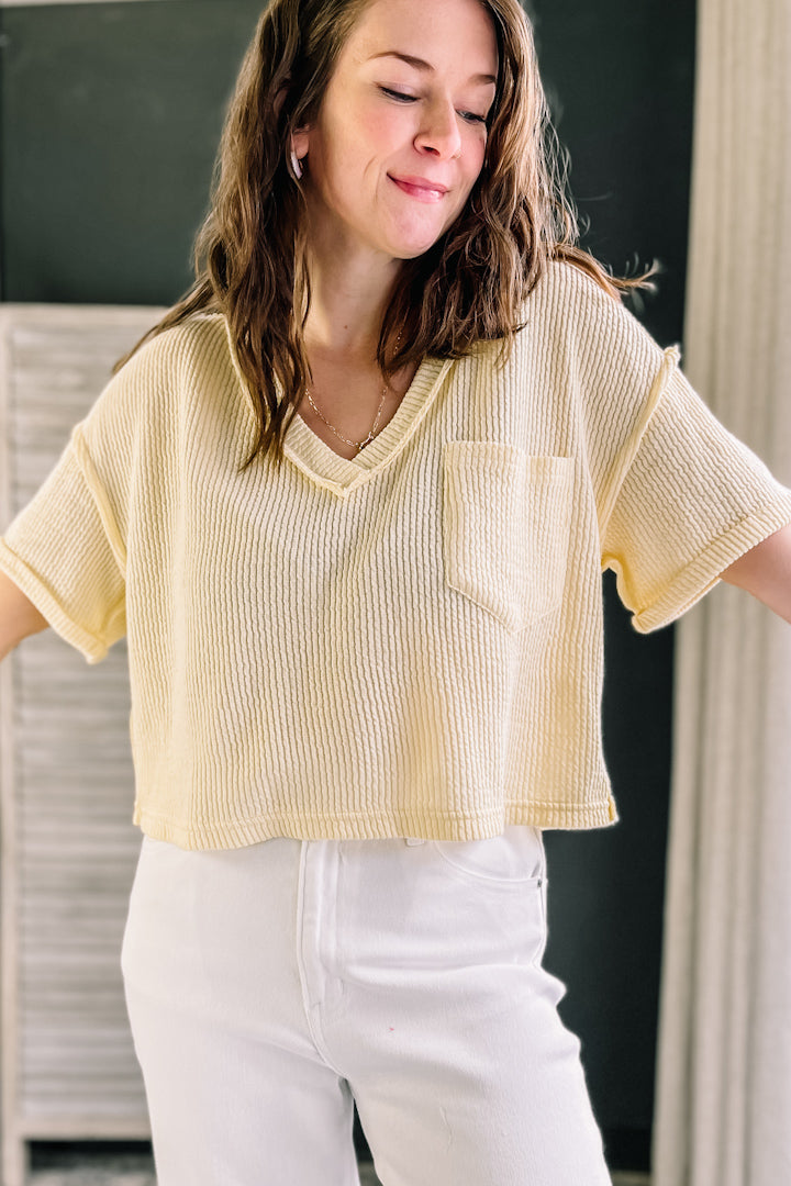 Cropped V-Neck Top