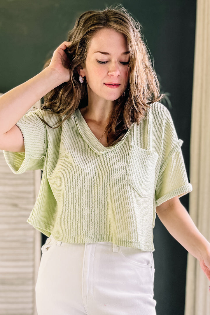 Cropped V-Neck Top