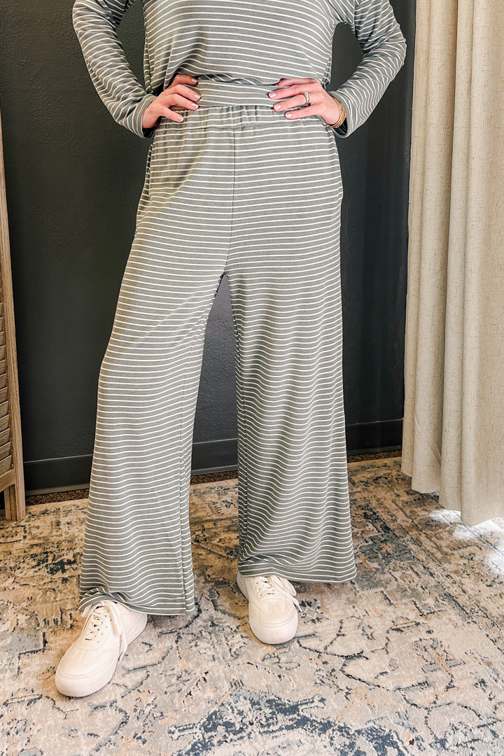 Elastic Striped Pants