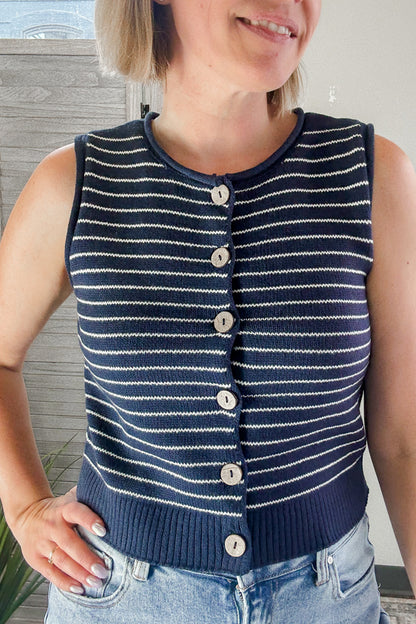 Striped Button Vest