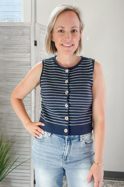 Striped Button Vest