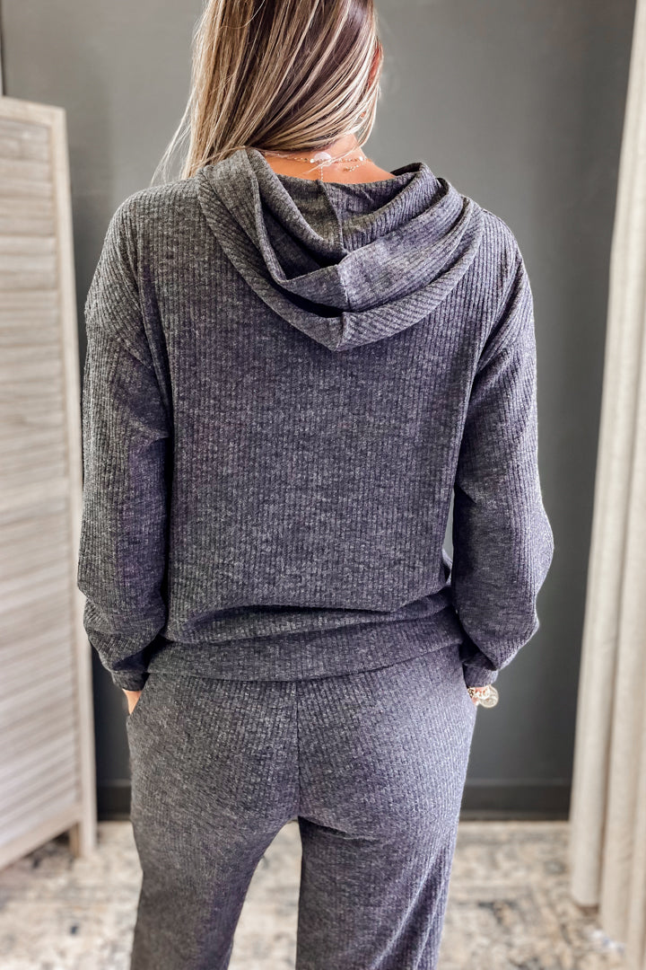 Ribbed Hooded Sweatshirt