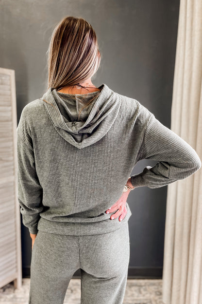 Ribbed Hooded Sweatshirt