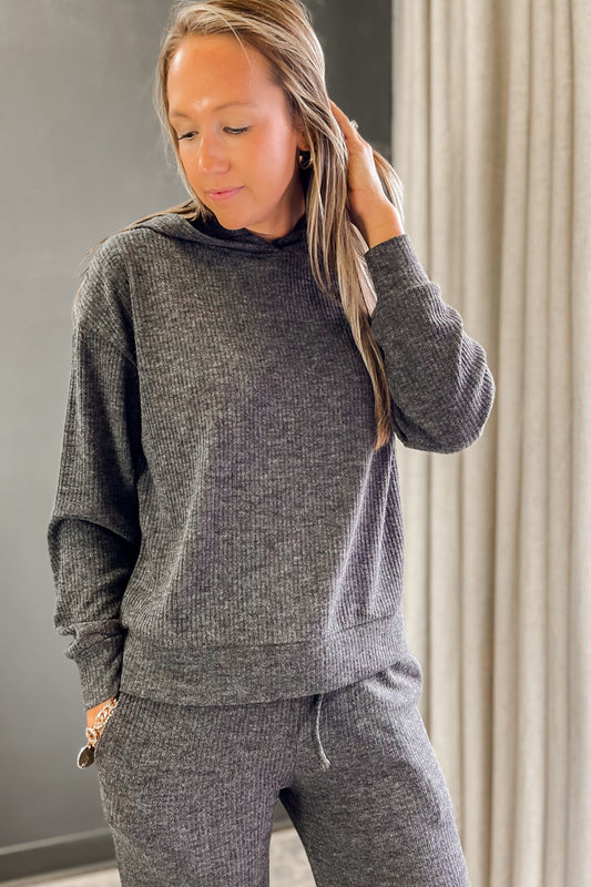 Ribbed Hooded Sweatshirt