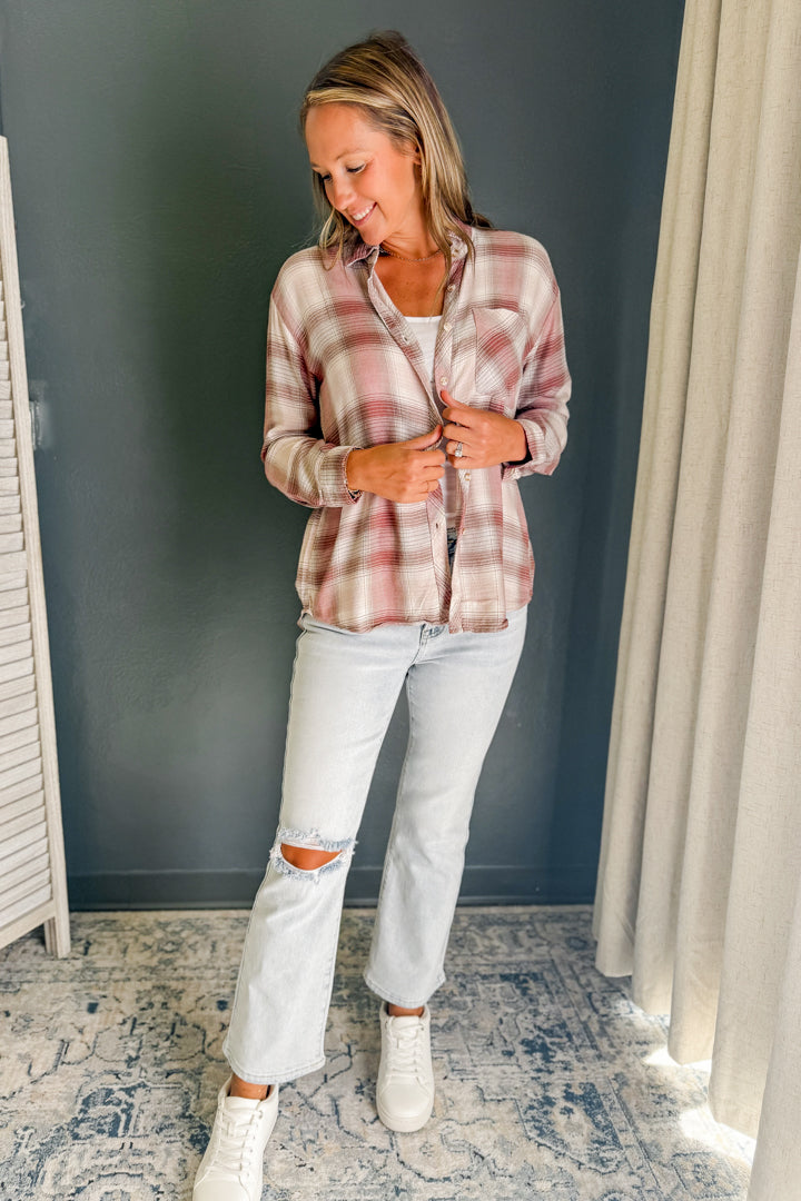 Classic Plaid Button Down Top