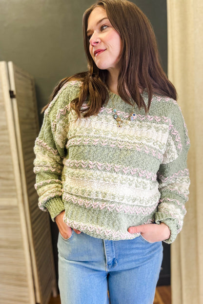 Oversized colorblocked knit sweater