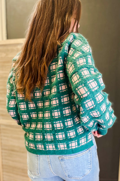 Fuzzy Checker Sweater