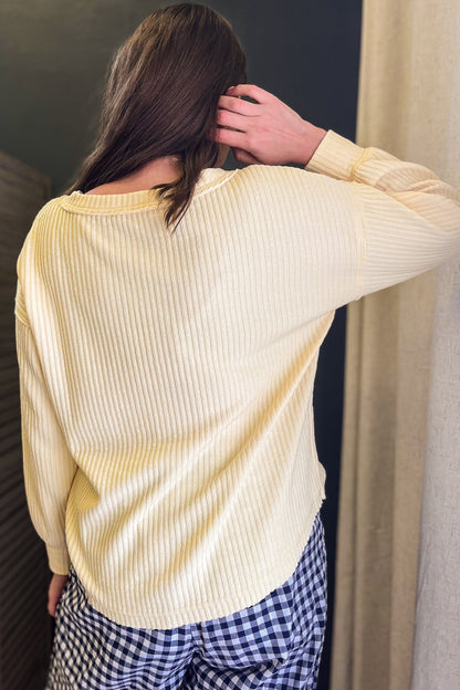 Long Sleeve Ribbed Henley