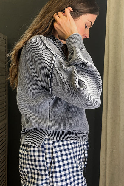 Washed Mock Neck Sweater