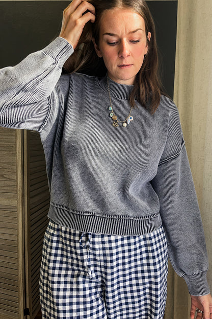 Washed Mock Neck Sweater