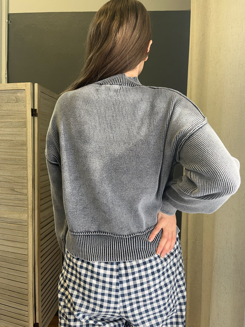 Washed Mock Neck Sweater | KEY Boutique | Nappanee Indiana