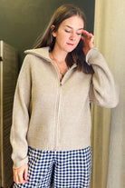 Women's funnel cardigan with double zippers