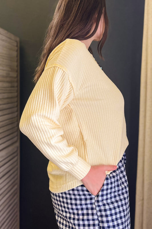 Long Sleeve Ribbed Henley