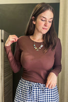 Women's ribbed long sleeve fitted top