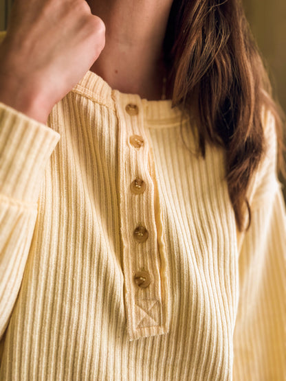 Long Sleeve Ribbed Henley