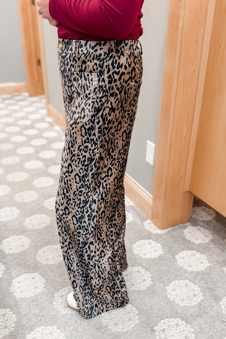 Wide Leg Leopard Pants