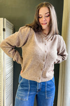 Women's button up puff sleeve cardigan