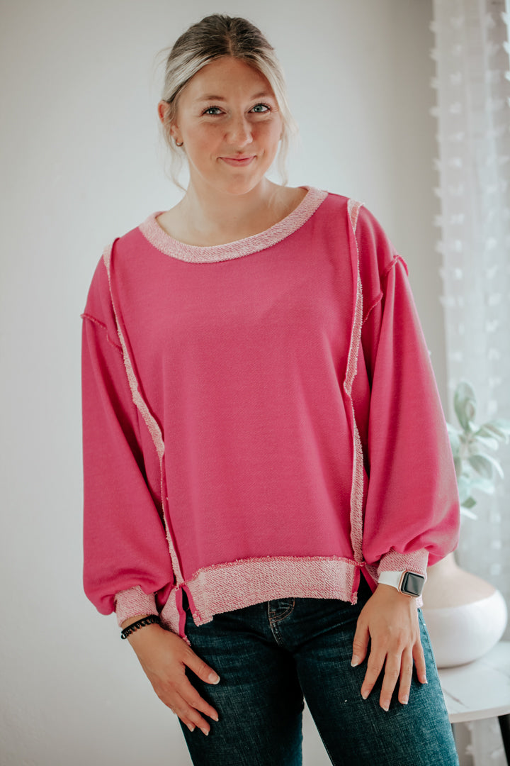 french terry contrast sweatshirt oversized pink