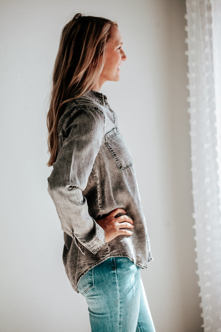 Button Up Chambray Top