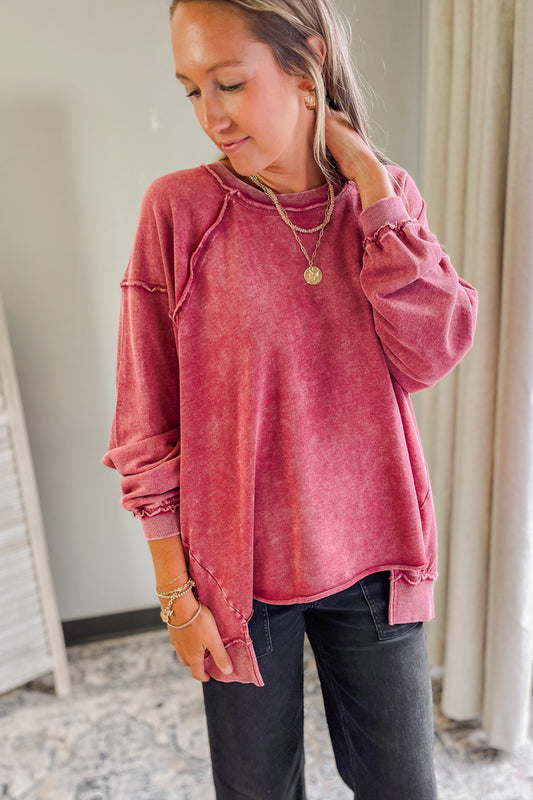 Mineral Washed Terry Knit Pullover
