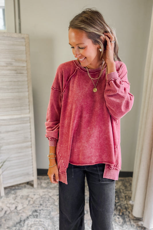 Mineral Washed Terry Knit Pullover