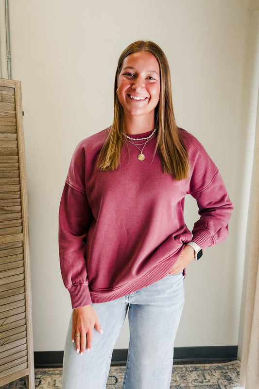 Solid Fleece Pocket Sweatshirt