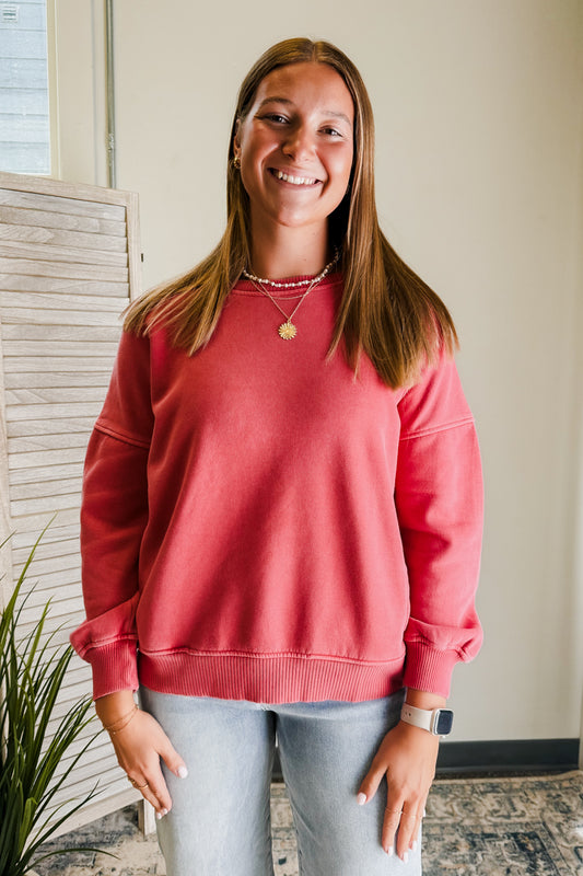 Solid Fleece Pocket Sweatshirt