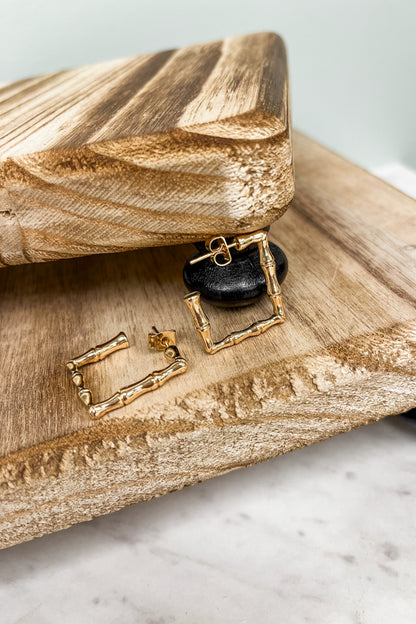 Bamboo Textured Square Hoops