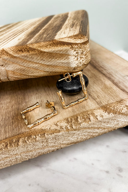 Bamboo Textured Square Hoops