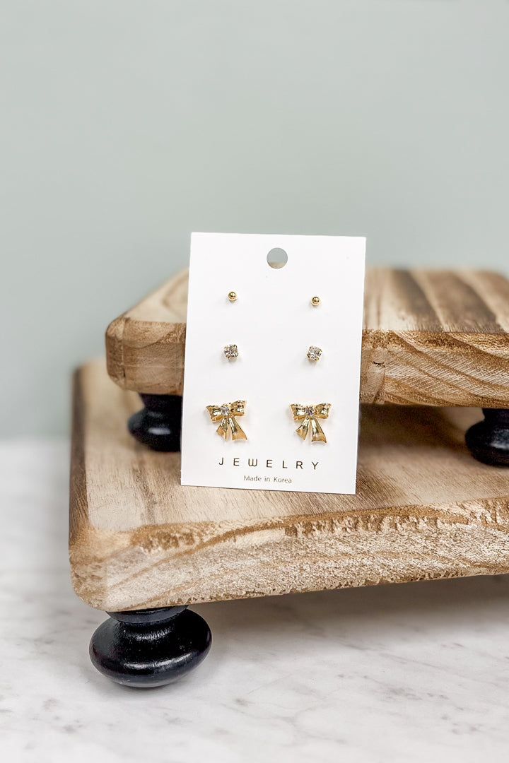 Crystal Bow Earring Set